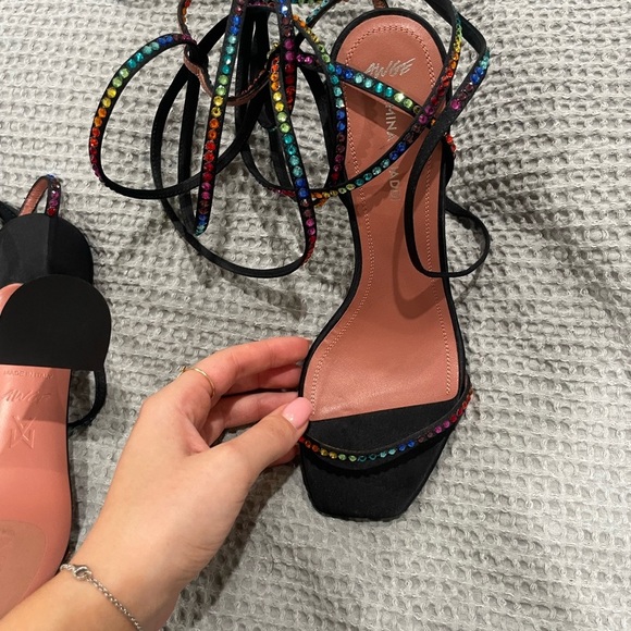 🔥SEND OFFERS🔥 Amina Muaddi x AWGE LSD embellished satin sandals​​ - Picture 10 of 16